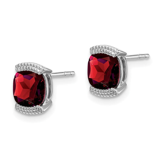 Exclusive 14K White Gold Garnet Stud Earrings - Stylish, Affordable Luxury