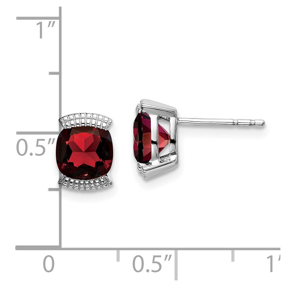 Exclusive 14K White Gold Garnet Stud Earrings - Stylish, Affordable Luxury