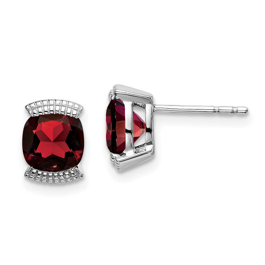 Exclusive 14K White Gold Garnet Stud Earrings - Stylish, Affordable Luxury