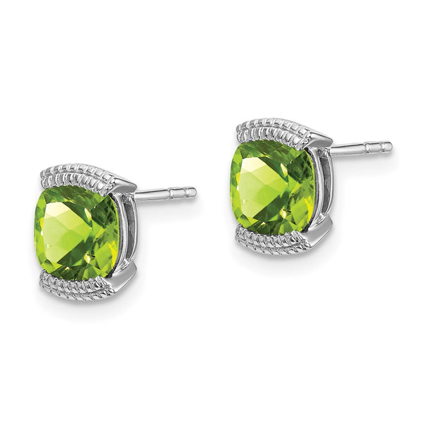 14K White Gold Peridot Stud Earrings - Style GR1-1003554