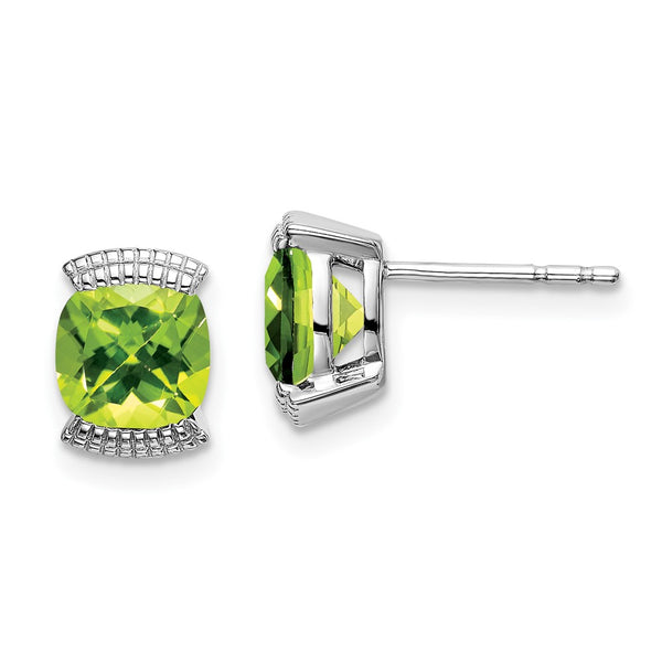 14K White Gold Peridot Stud Earrings - Style GR1-1003554
