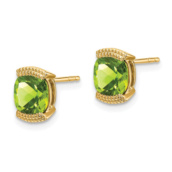 14K Gold Peridot Stud Earrings