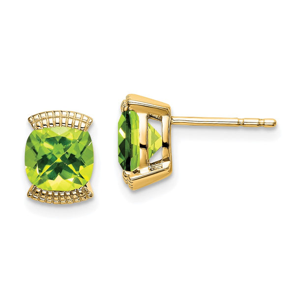 14K Gold Peridot Stud Earrings