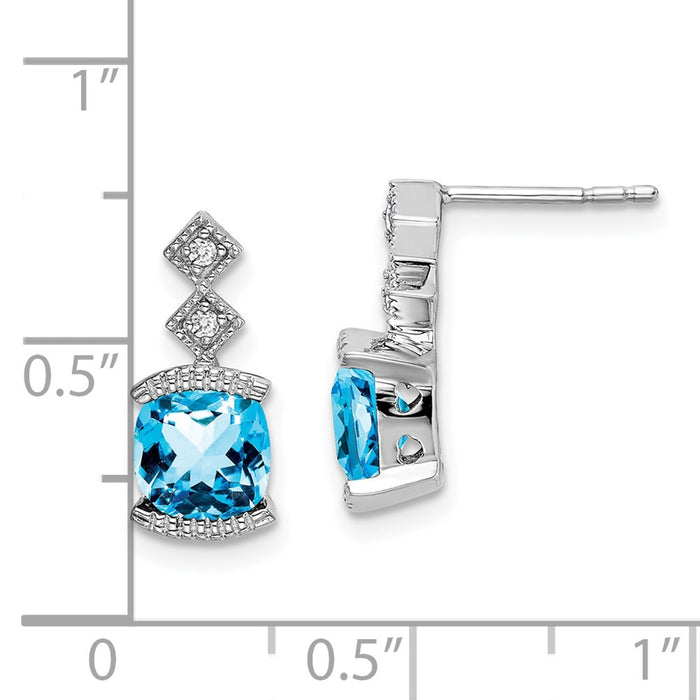Buy Stylish 14K White Gold Blue Topaz & Diamond Earrings - Affordable Luxury-4
