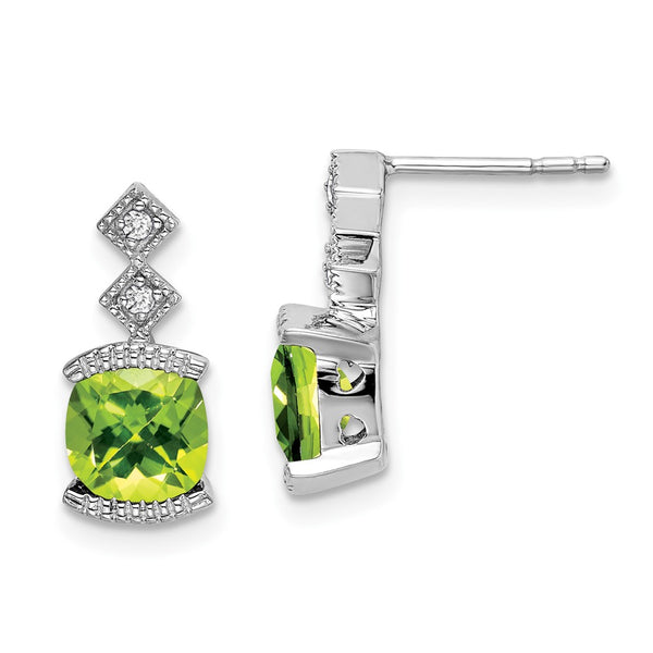 14K White Gold Peridot & Diamond Earrings - Style GR1-1017189