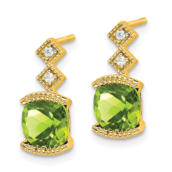 14K Gold Peridot & Diamond Earrings - Style GR1-1017192