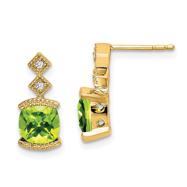14K Gold Peridot & Diamond Earrings - Style GR1-1017192