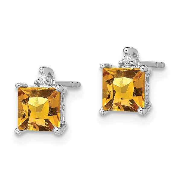 14K White Gold Citrine & Diamond Earrings - Style GR1-1003582