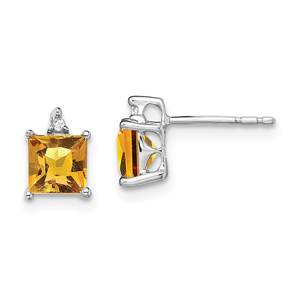 14K White Gold Citrine & Diamond Earrings - Style GR1-1003582