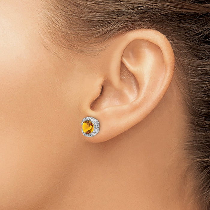 Buy Exclusive 14K White Gold Cushion-Cut Citrine & Diamond Halo Earrings - Luxury Style-3
