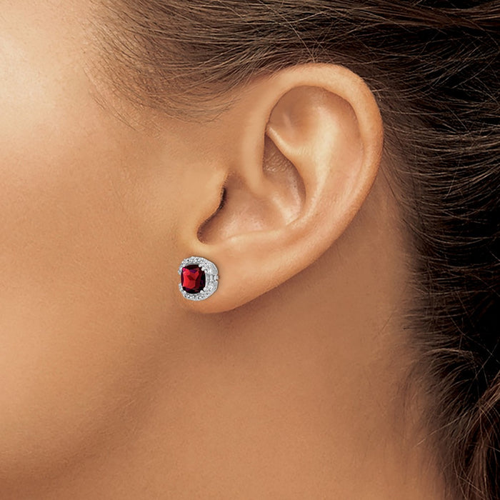 Shop Exclusive 14K White Gold Cushion-Cut Garnet & Diamond Halo Earrings - Stylish Value!-3