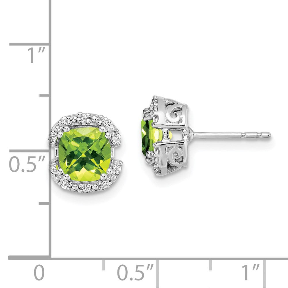 High-Quality 14K Gold Cushion-Cut Peridot & Diamond Halo Earrings - Stylish Value