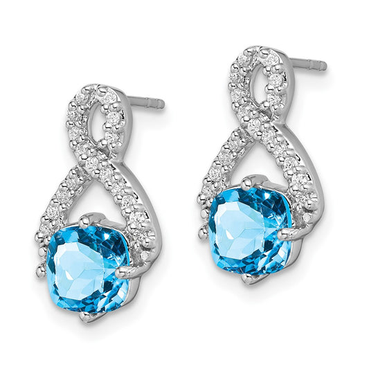 Buy Stylish 14K White Gold Blue Topaz & Diamond Earrings | Luxury Value
