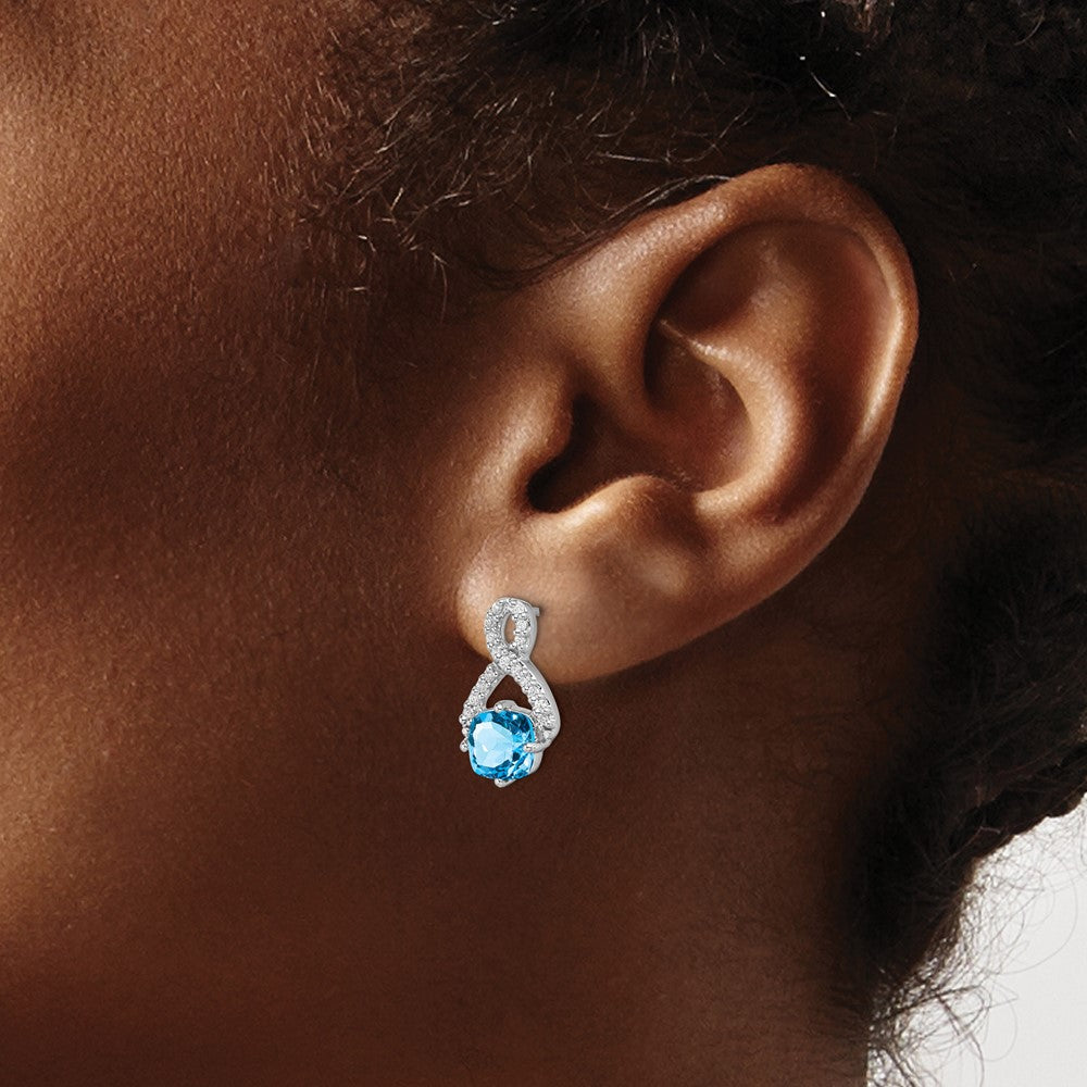 Buy Stylish 14K White Gold Blue Topaz & Diamond Earrings | Luxury Value