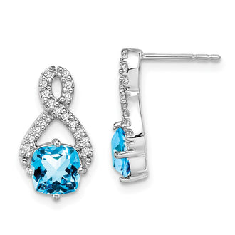 Buy Stylish 14K White Gold Blue Topaz & Diamond Earrings | Luxury Value