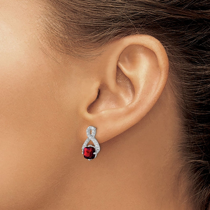 Buy Exclusive 14K White Gold Garnet & Diamond Drop Earrings - Stylish Value-3