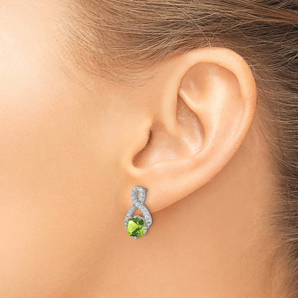 Buy Exclusive 14K White Gold Peridot & Diamond Drop Earrings, Stylish & Affordable