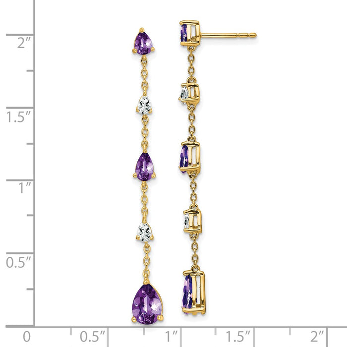 High-Quality 14K Gold Amethyst & White Topaz Drop Earrings | Stylish Value!-4