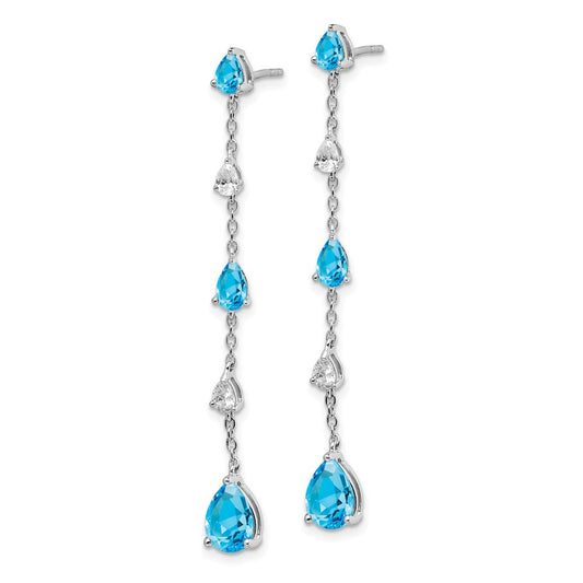 Buy Stylish 14K White Gold Drop Earrings with Blue & White Topaz | Luxury Value