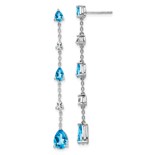 Buy Stylish 14K White Gold Drop Earrings with Blue & White Topaz | Luxury Value