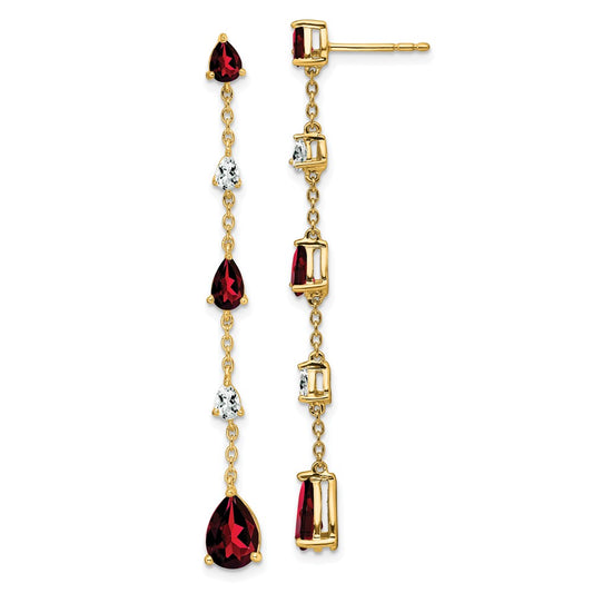 Shop Exclusive 14K Gold Garnet & White Topaz Drop Earrings - Stylish Value!