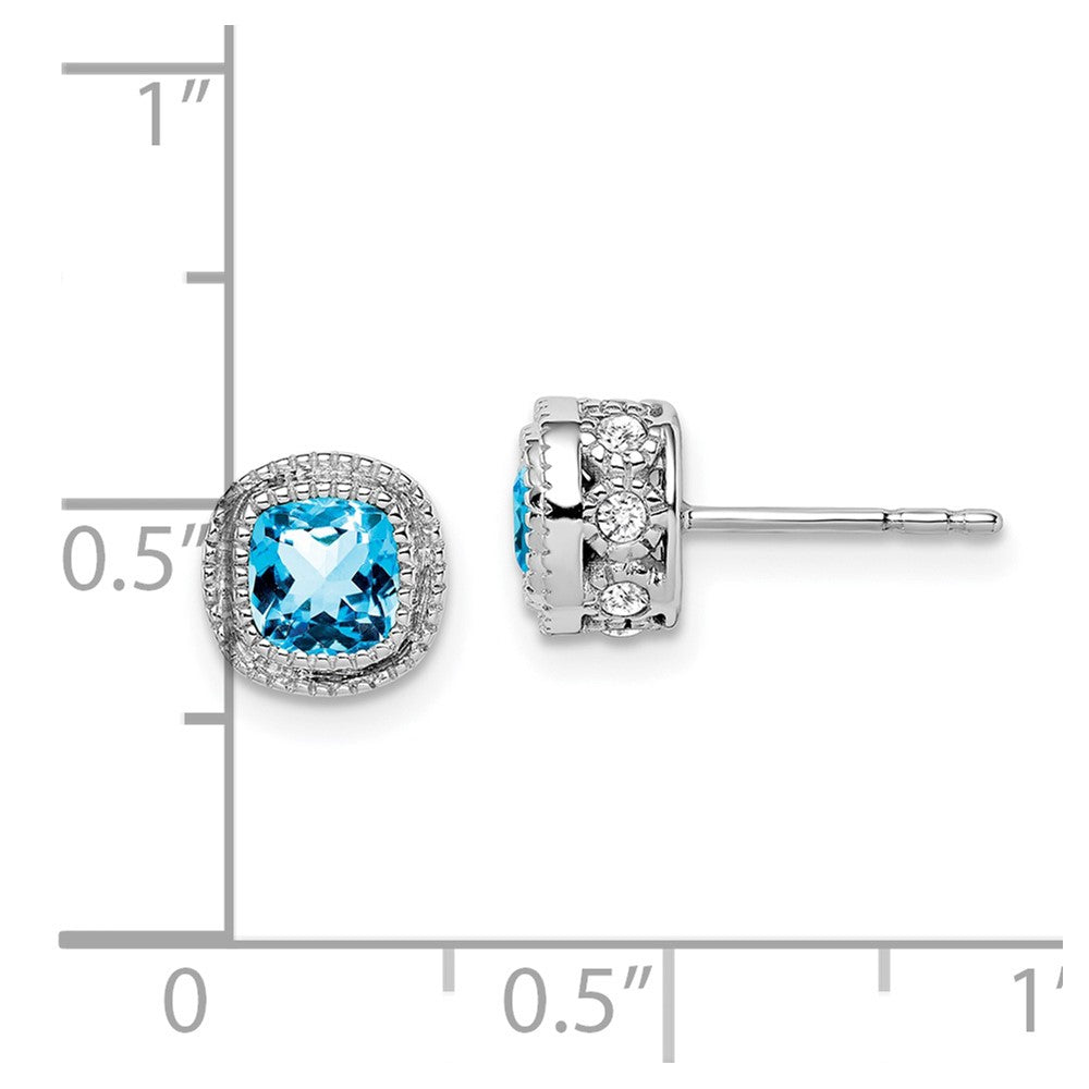 Buy 14K White Gold Cushion-Cut Blue Topaz & Diamond Earrings - Stylish Luxury