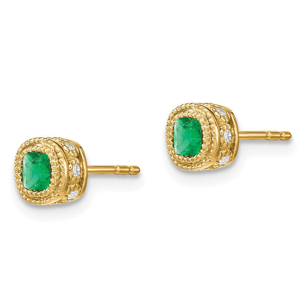 14K Gold Emerald & Diamond Earrings - Style GR1-1003600