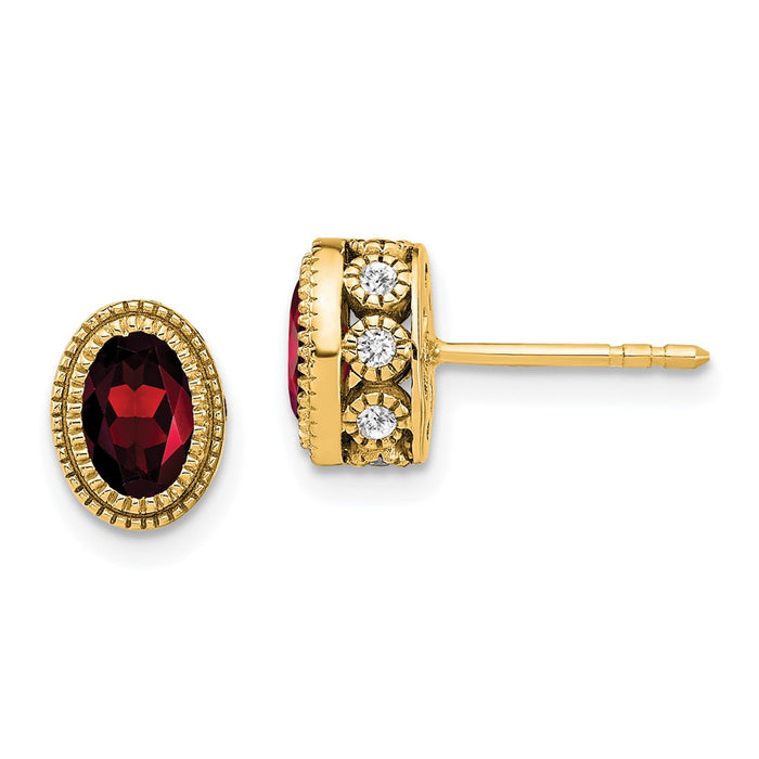 Buy Exclusive 14K Gold Oval Garnet & Diamond Earrings - Stylish Luxury Value!-1