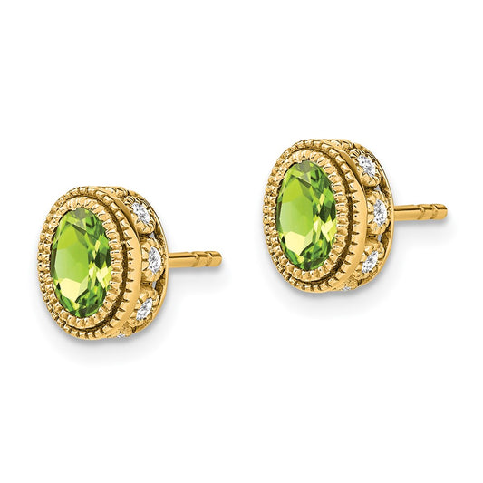 Buy Stylish 14K Gold Oval Peridot & Diamond Earrings - Luxury Jewelry Value