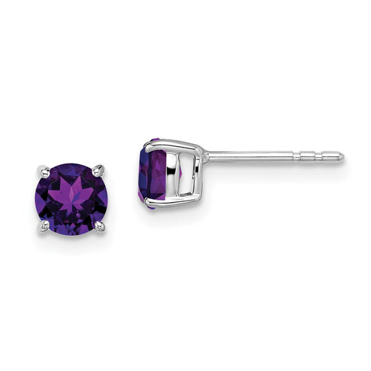Buy Stylish 14K White Gold Round Amethyst Stud Earrings - 0.85 Carats Value