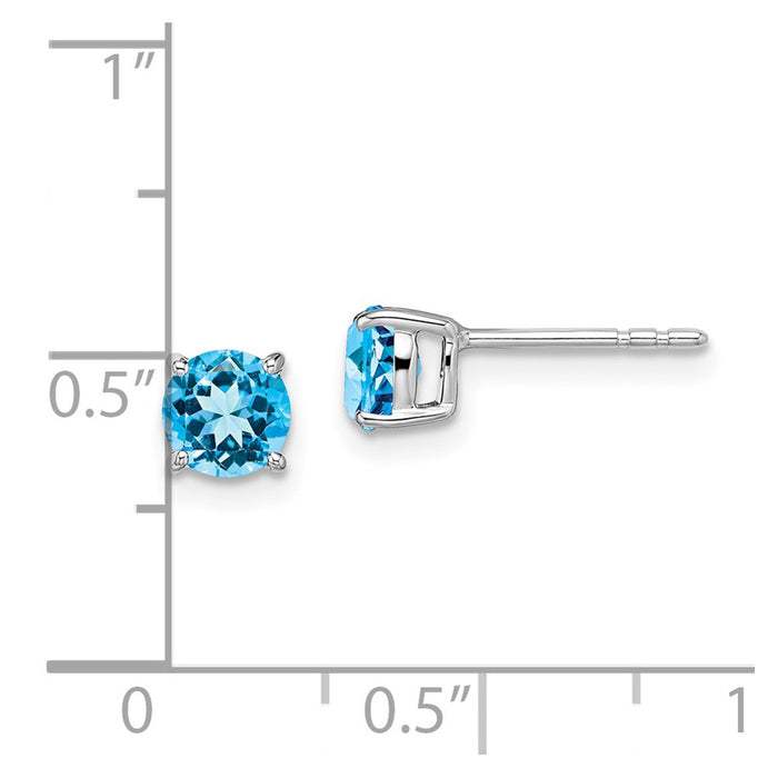 Buy Exclusive 14K White Gold Round Blue Topaz Stud Earrings - Stylish Value!-4