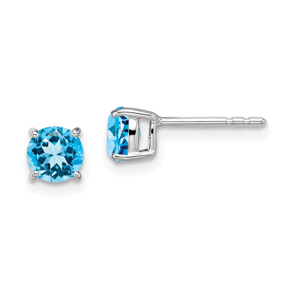 Buy Exclusive 14K White Gold Round Blue Topaz Stud Earrings - Stylish Value!
