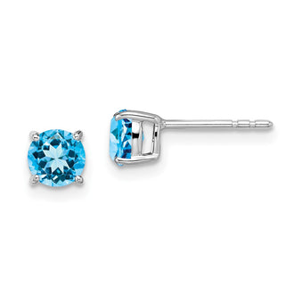 Buy Exclusive 14K White Gold Round Blue Topaz Stud Earrings - Stylish Value!