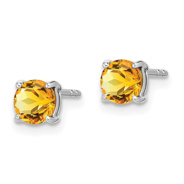 14K White Gold Citrine Round Earrings - Style GR1-1003613
