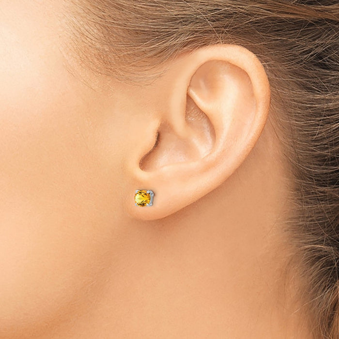 Exclusive 14K White Gold Citrine Round Earrings - Stylish Luxury Value-3