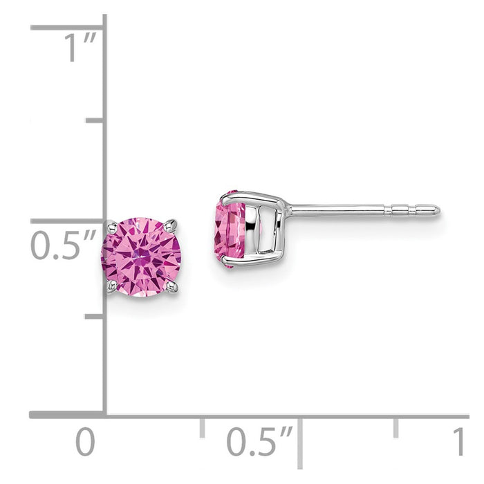 Exclusive 14K White Gold Round Pink Sapphire Earrings - Stylish & Affordable!-4