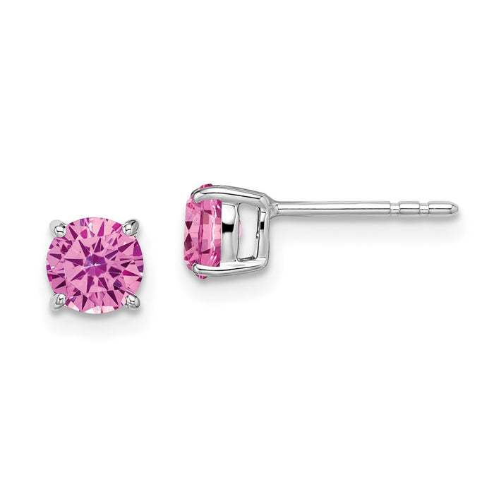 Exclusive 14K White Gold Round Pink Sapphire Earrings - Stylish & Affordable!-1
