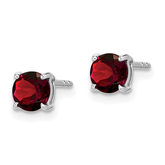 Buy Stylish 14K White Gold Round Garnet Stud Earrings - Luxury Value Design