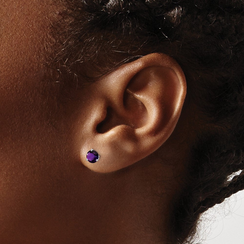 Shop 14K White Gold Round Amethyst Stud Earrings - Stylish & Affordable Value!