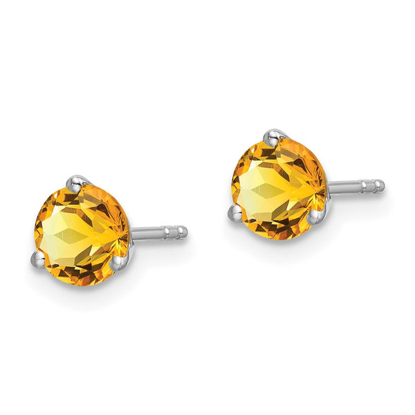 14K White Gold Citrine Round Earrings - Style GR1-1003617