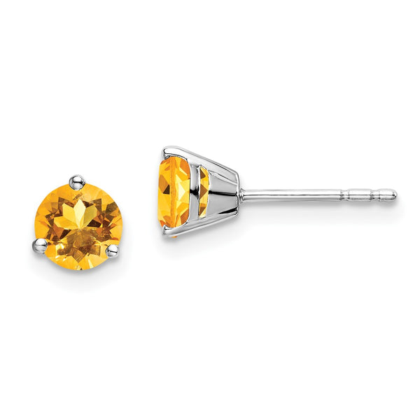 14K White Gold Citrine Round Earrings - Style GR1-1003617