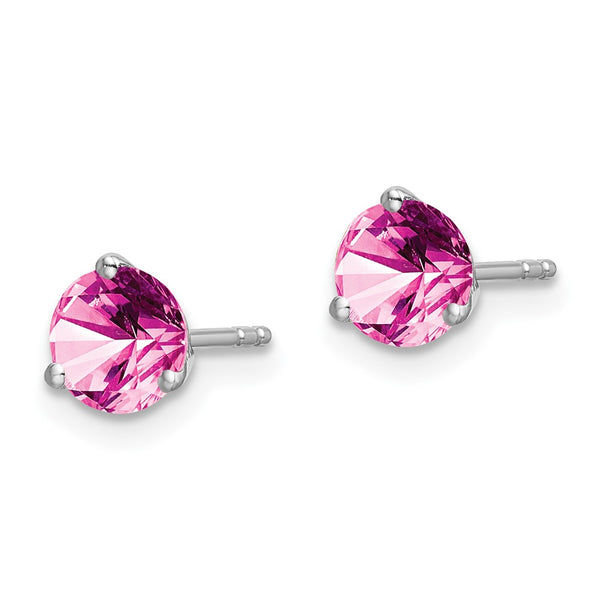 14K White Gold Round Pink Sapphire Earrings - Style GR1-1003620