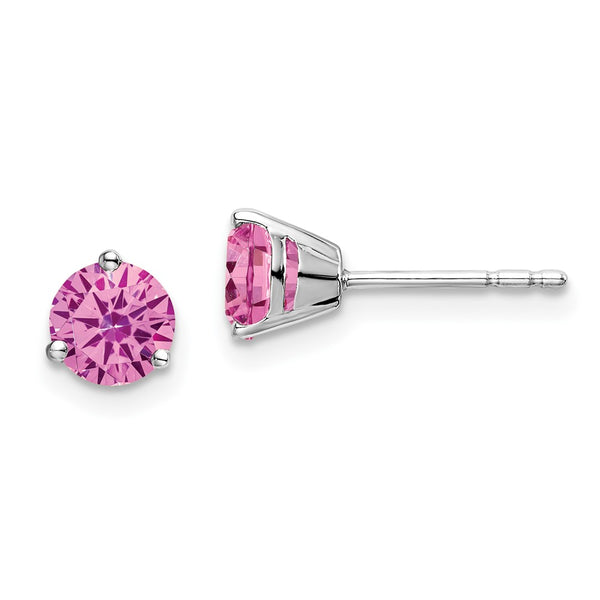14K White Gold Round Pink Sapphire Earrings - Style GR1-1003620