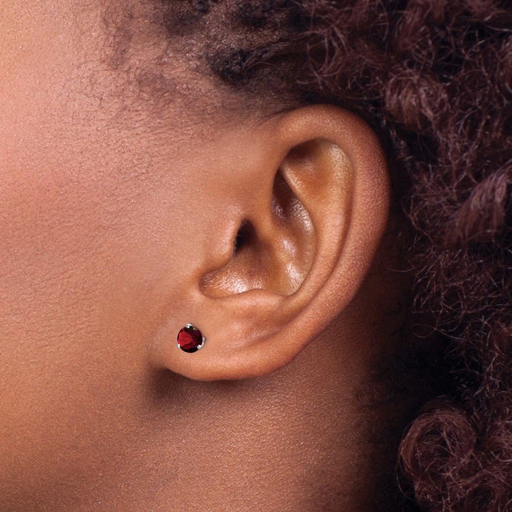 Buy 14K White Gold Round Garnet Stud Earrings - Stylish, 1.5 Carat Value!