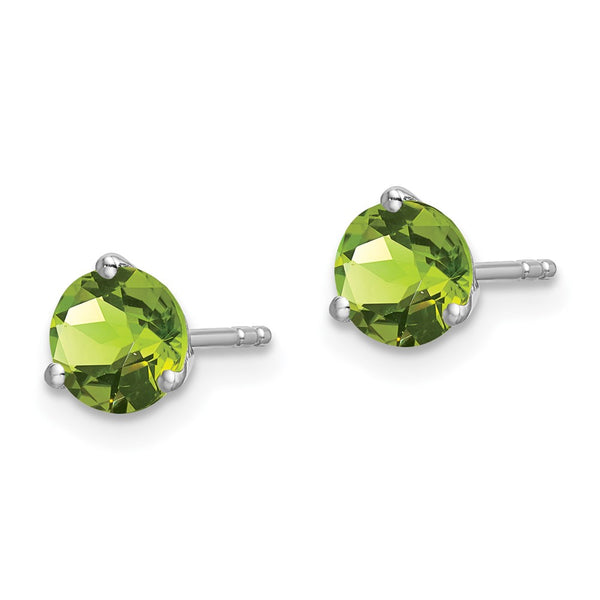 14K White Gold Round Peridot Stud Earrings