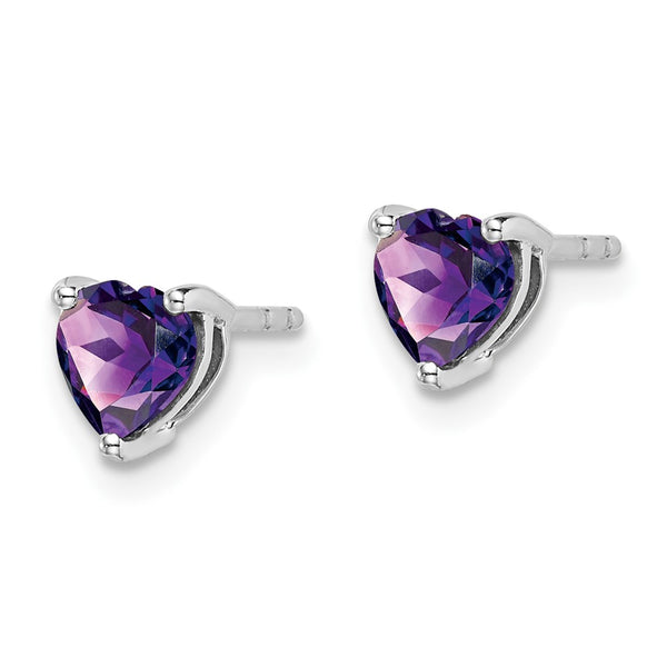 14K White Gold Heart-Shaped Amethyst Earrings