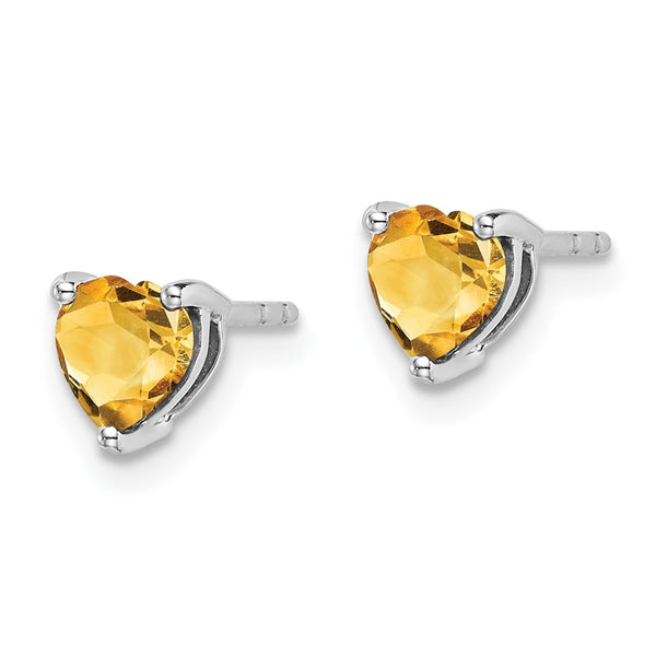 14K White Gold Heart-Shaped Citrine Earrings