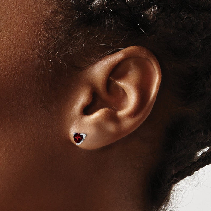 Buy Stylish 14K White Gold Garnet Heart-Shaped Earrings - Luxury Design!-3