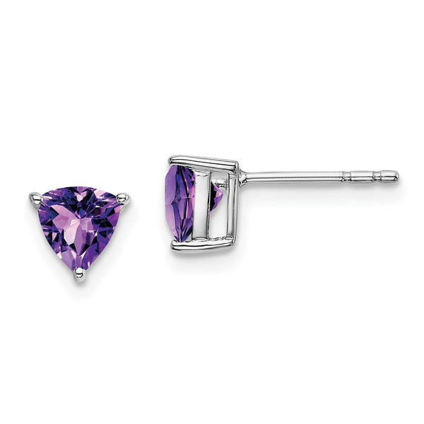 14K White Gold Trillion-Cut Amethyst Earrings