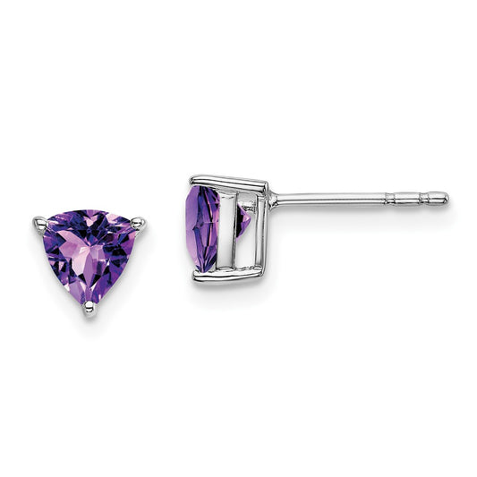 High-Quality 14K White Gold Trillion-Cut Amethyst Earrings - Stylish Luxury Value